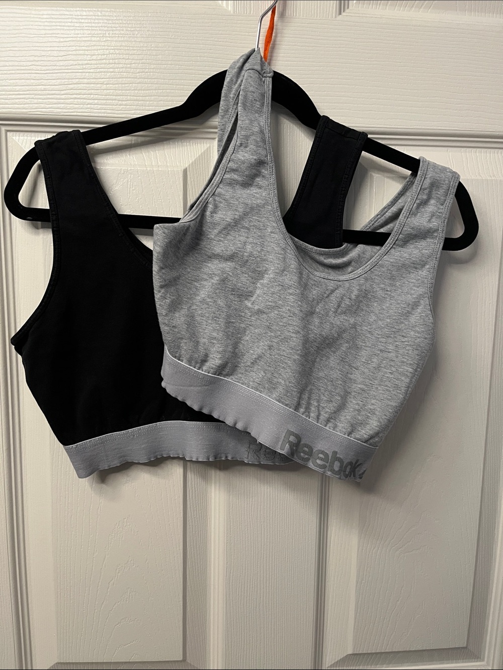 Reebok Black & Gray Seamless Cotton-Blend Sports Bra Duo Sporty Casual Wear